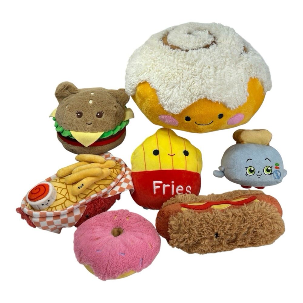 Squishable Plush Comfort Food Lot Cinnamon Bun Burger Fries Donut Hotdog Toasty - Picture 1 of 9